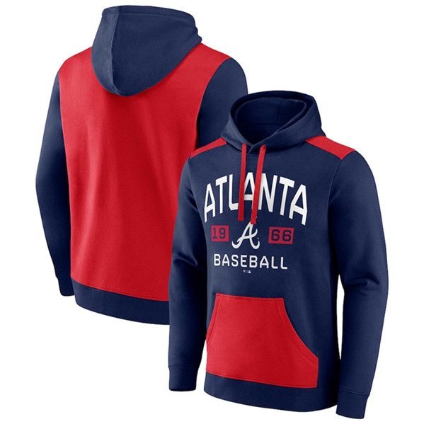 Men's Atlanta Braves Navy/Red Chip In Pullover Hoodie