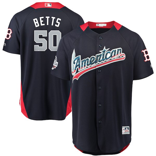 American League #50 Mookie Betts Navy 2018 MLB All-Star Game Home Run Derby Jersey - Click Image to Close