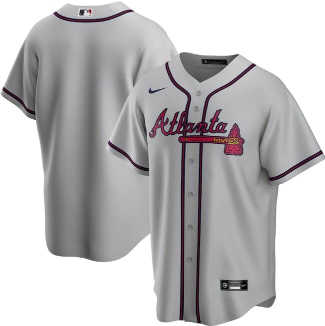 Men's Atlanta Braves Grey Cool Base Stitched MLB Jersey