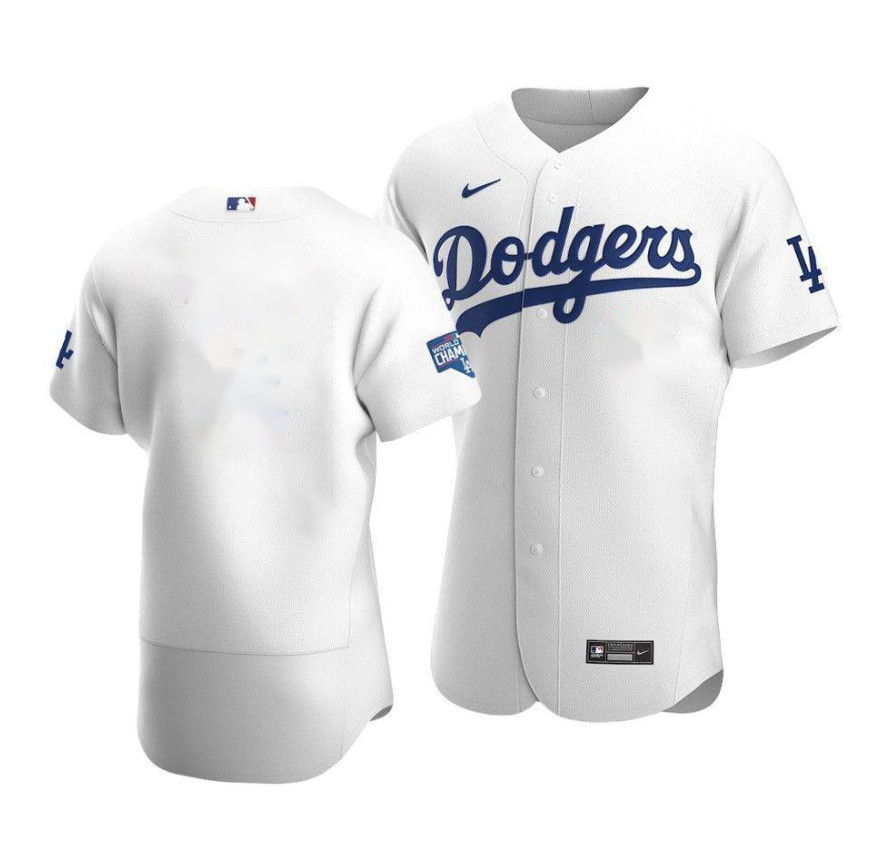 Men's Los Angeles Dodgers Blank White Championship Flex Base Sttiched MLB Jersey