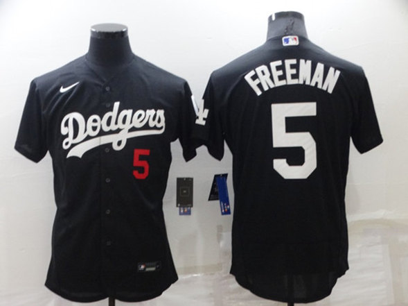 Men's Los Angeles Dodgers #5 Freddie Freeman Black Flex Base Stitched Jersey