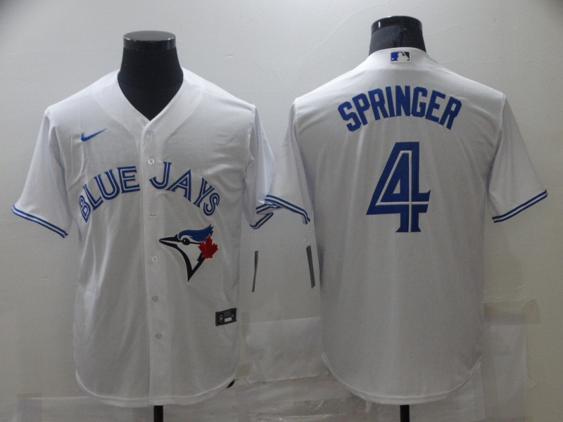 Men's Toronto Blue Jays #4 George Springer White Cool Base Stitched MLB Jersey