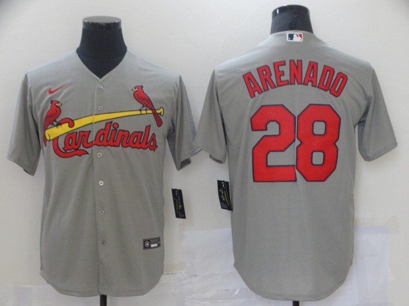 Men's St. Louis Cardinals #28 Nolan Arenado Grey Cool Base Stitched MLB Jersey