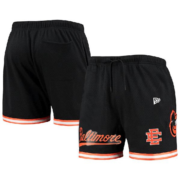 Men's Baltimore Orioles Black Mesh Shorts 001 - Click Image to Close