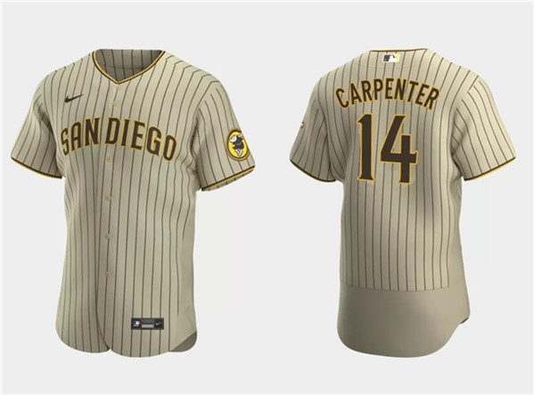 Men's San Diego Padres #14 Matt Carpenter Tan Flex Base Stitched Baseball Jersey