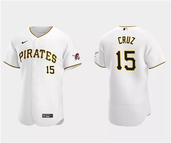 Men's Pittsburgh Pirates #15 Oneil Cruz White Flex Base Stitched Baseball Jersey - Click Image to Close