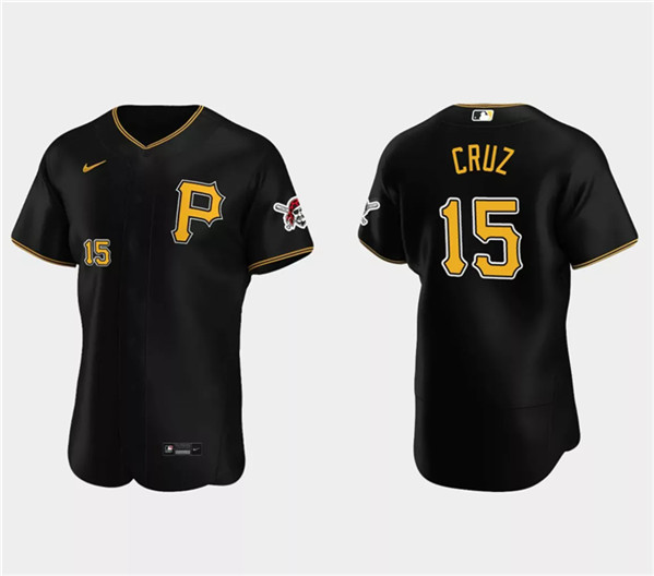 Men's Pittsburgh Pirates #15 Oneil Cruz Black Flex Base Stitched Baseball Jersey - Click Image to Close