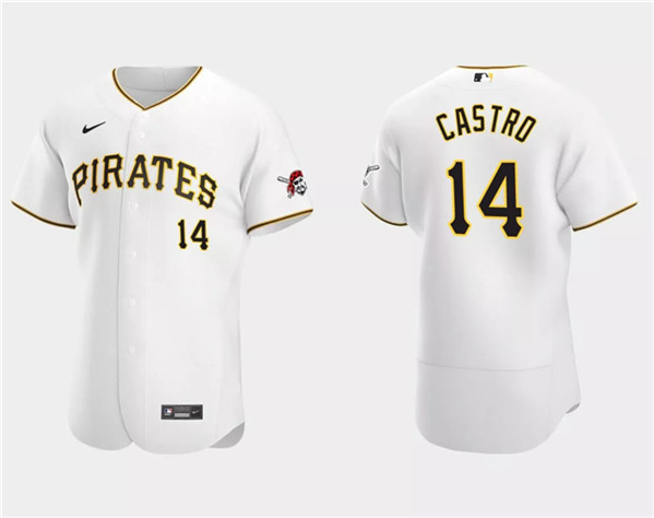 Men's Pittsburgh Pirates #14 Rodolfo Castro White Flex Base Stitched Baseball Jersey - Click Image to Close