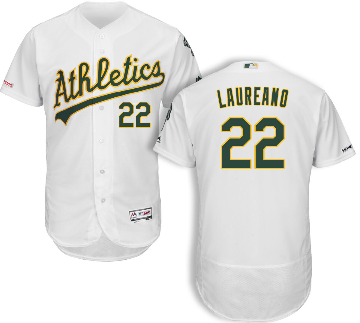 Men's Oakland Athletics #22 Ram??n Laureano White Flex Base MLB StitchedJersey