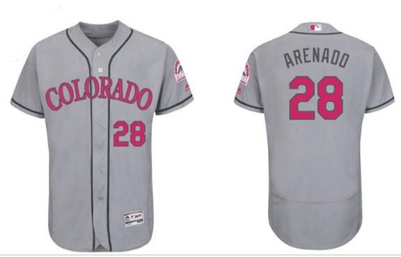 Men's Colorado Rockies #28 Nolan Arenado Gray Flexbase Stitched MLB Jersey - Click Image to Close