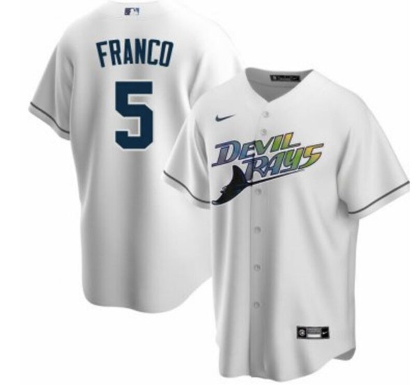 Men's Tampa Bay Rays #5 Wander Franco White Cool Base Stitched MLB Jersey