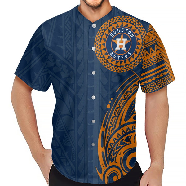 Men's Houston Astros Navy Baseball Jersey - Click Image to Close