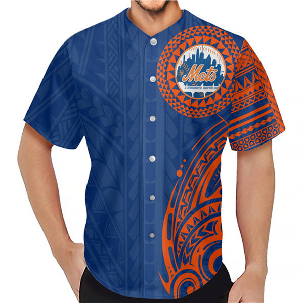 Men's New York Mets Blue Baseball Jersey - Click Image to Close