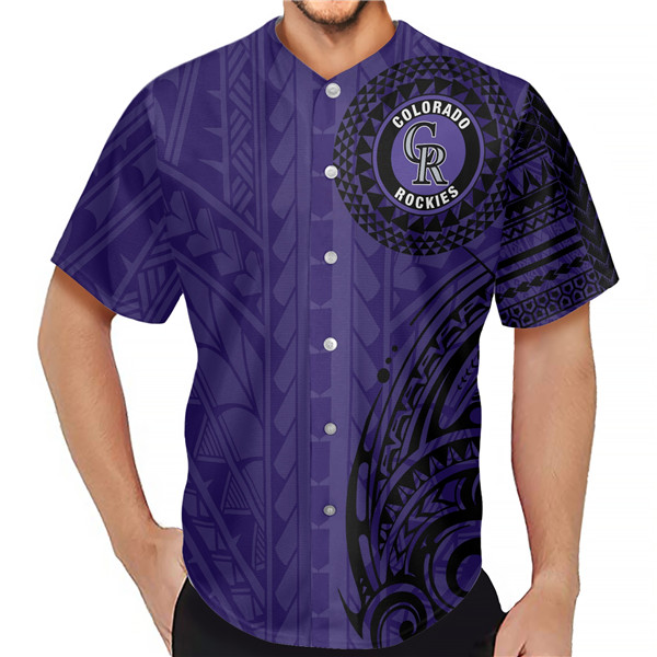 Men's Colorado Rockies Purple Baseball Jersey - Click Image to Close