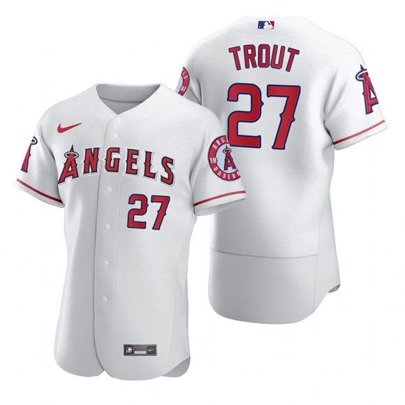 Men's Los Angeles Angels #27 Mike Trout 2020 White Cool Base Stitched MLB Jersey