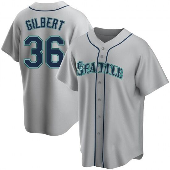 Men's Seattle Mariners #36 Logan Gilbert Gray Cool Base Stitched Jersey