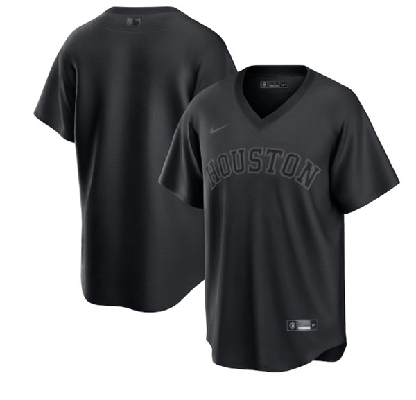 Men's Houston Astros Blank Black Pitch Black Fashion Replica Stitched Jersey - Click Image to Close