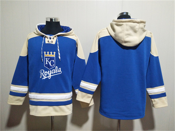 Men's Kansas City Royals Blank Blue Ageless Must-Have Lace-Up Pullover Hoodie - Click Image to Close