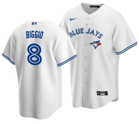 Men's Toronto Blue Jays #8 Cavan Biggio White Cool Base Stitched Jersey