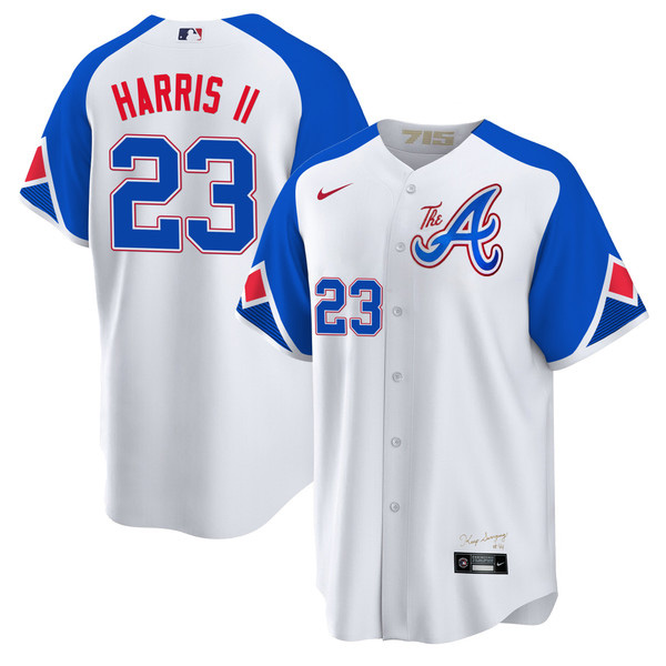 Men's Atlanta Braves #23 Michael Harris II White 2023 City Connect Cool Base Stitched Jersey