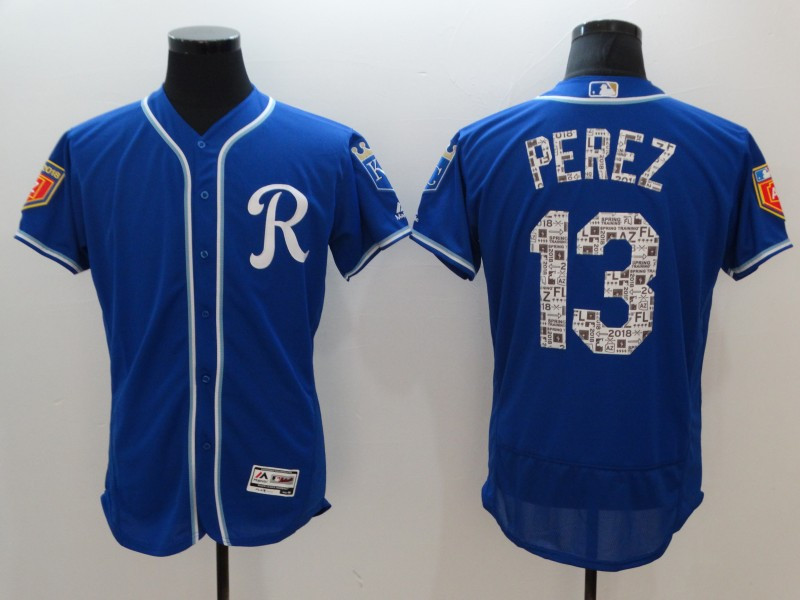 Men's Kansas City Royals #13 Salvador Perez Royal 2018 Spring Training Flexbase Stitched MLB Jersey