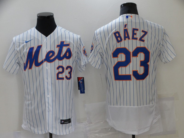 Men's New York Mets #23 Javier B??ez White Flex Base Stitched Jersey