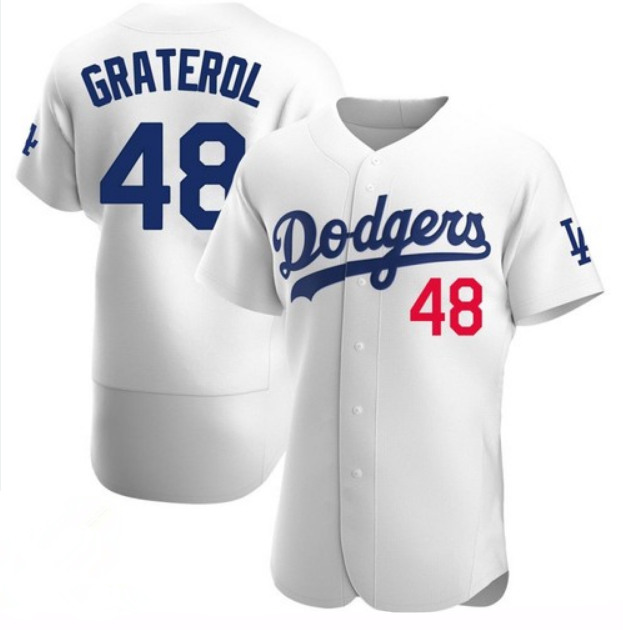 Men's Los Angeles Dodgers #48 Brusdar Graterol White 2020 World Series Bound stitched MLB Jersey - Click Image to Close