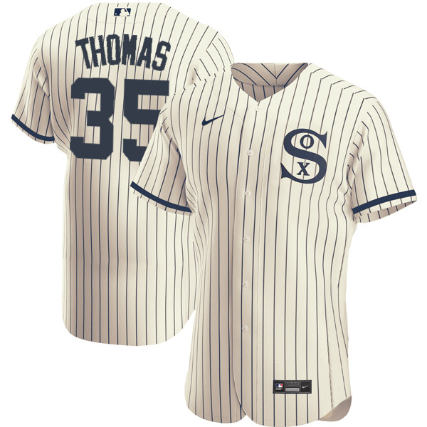 Men's Chicago White Sox #35 Frank Thomas 2021 Cream/Navy Field of Dreams Name&Number Flex Base Stitched Jersey - Click Image to Close