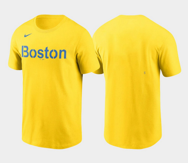 Men's Boston Red Sox 2021 City Connect Gold Wordmark T-Shirt