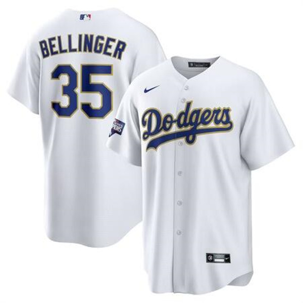 Men's Los Angeles Dodgers #35 Cody Bellinger White Cool Base Stitched MLB Jersey