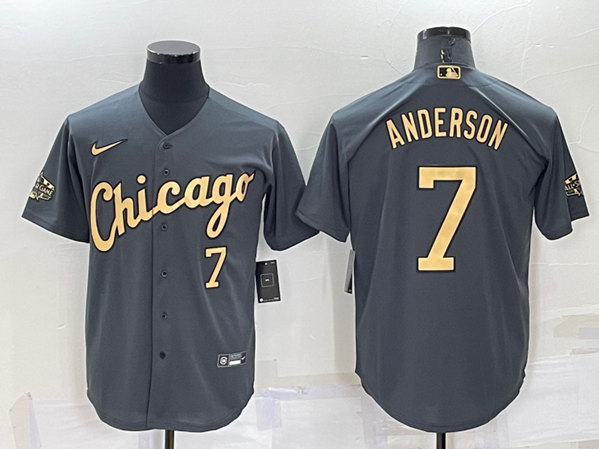 Men's Chicago White Sox #7 Tim Anderson Charcoal 2022 All-Star Cool Base Stitched Baseball Jersey