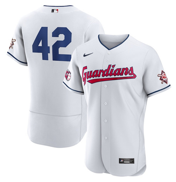 Men's Cleveland Guardians #42 Jackie Robinson White Flex Base Stitched Jersey