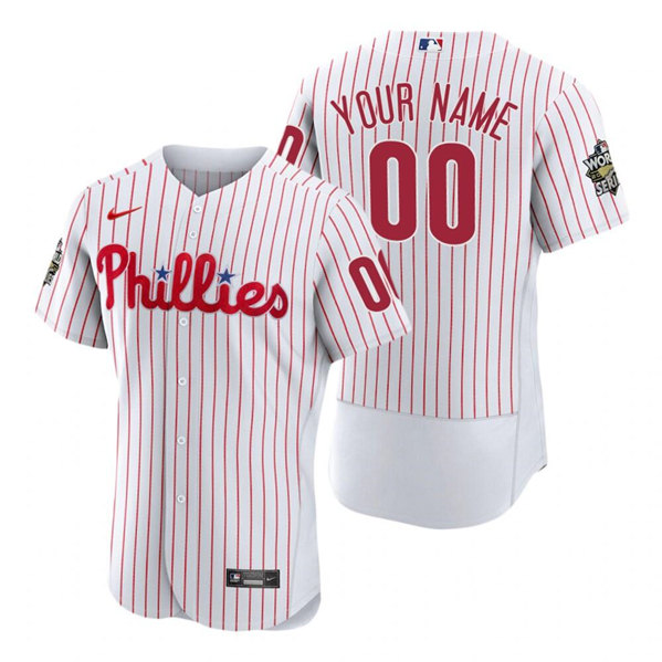 Men's Philadelphia Phillies Custom White 2022 World Series Flex Base Stitched Jersey