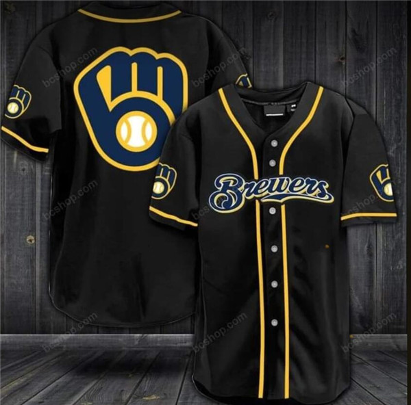 Men's Milwaukee Brewers Black Stitched MLB Jersey