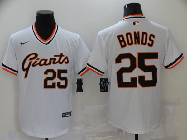 Men's San Francisco Giants #25 Barry Bonds White Cool Base Stitched Jersey