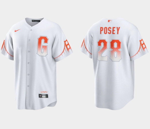 Men's San Francisco Giants #28 Buster Posey White City Connect Cool Base Stitched Jersey