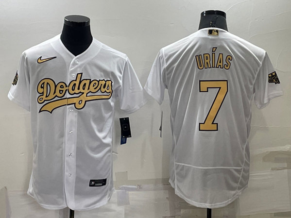 Men's Los Angeles Dodgers #7 Julio Ur??as 2022 All-Star White Flex Base Stitched Baseball Jersey