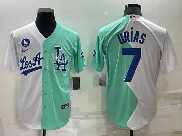 Men's Los Angeles Dodgers #7 Julio Ur??as White/Green 2022 All-Star Cool Base Stitched Baseball Jersey