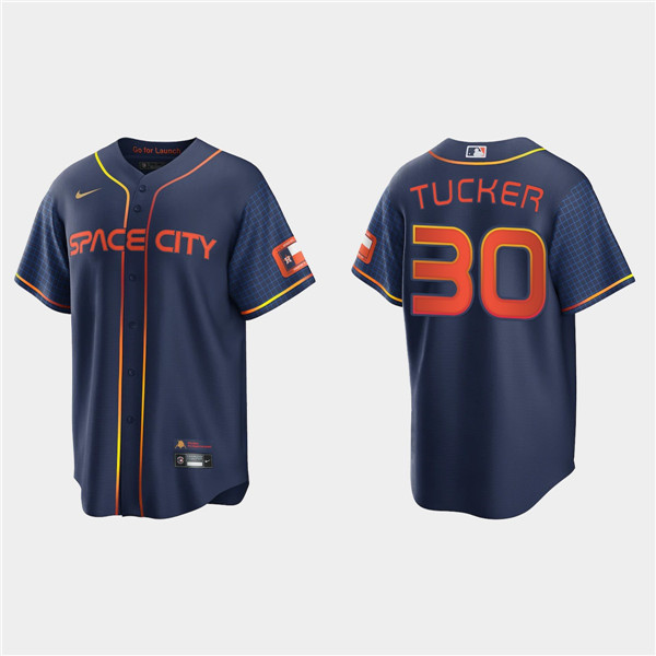 Men's Houston Astros #30 Kyle Tucker 2022 Navy City Connect Cool Base Stitched Jersey