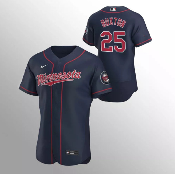 Men's Minnesota Twins #25 Byron Buxton Navy Flex Base Stitched Jersey - Click Image to Close