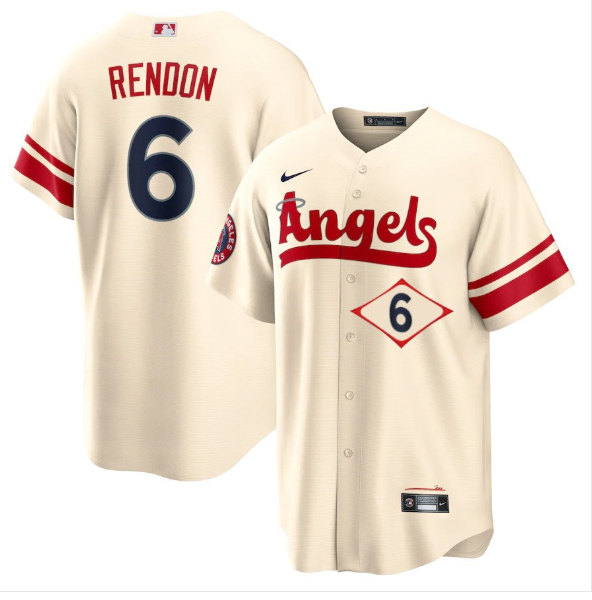 Men's Los Angeles Angels #6 Anthony Rendon 2022 Cream City Connect Cool Base Stitched Jersey - Click Image to Close