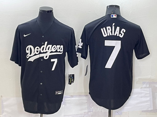 Men's Los Angeles Dodgers #7 Julio Urias Black Cool Base Stitched Jersey