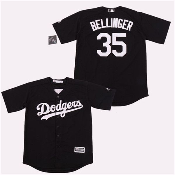 Men's Los Angeles Dodgers #35 Cody Bellinger Black Cool Base Stitched MLB Jersey