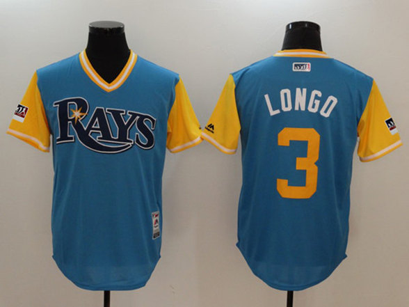 Men's Tampa Bay Rays #3 Evan Longoria "Longo" Majestic Royal/Light Yellow 2018 Players' Weekend Team Stitched MLB Jersey