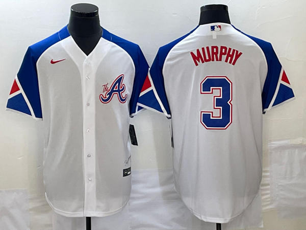 Men's Atlanta Braves #3 Dale Murphy White 2023 City Connect Cool Base Stitched Baseball Jersey