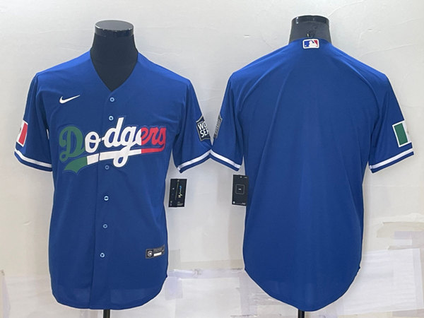 Men's Los Angeles Dodgers Blank Royal Cool Base Stitched Baseball Jersey - Click Image to Close