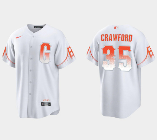 Men's San Francisco Giants #35 Brandon Crawford White City Connect Cool Base Stitched Jersey