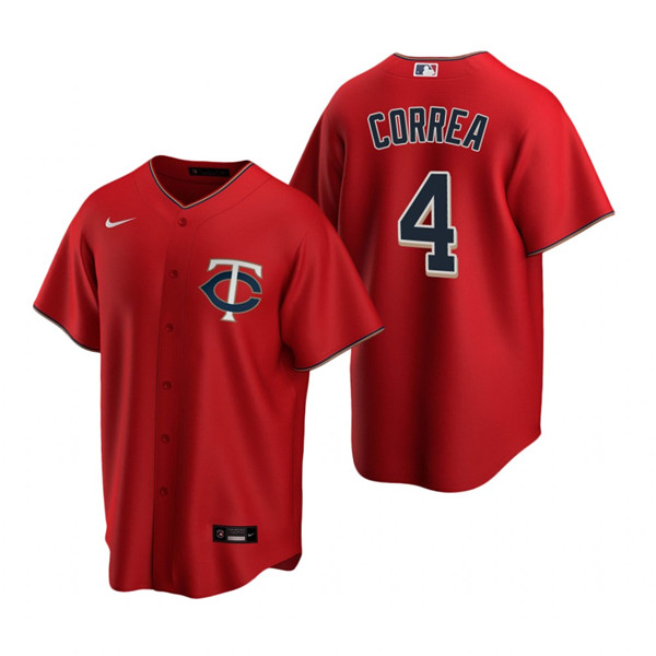 Men's Minnesota Twins #4 Carlos Correa Red Cool Base Stitched Jersey - Click Image to Close