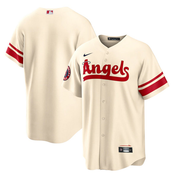 Men's Los Angeles Angels Blank 2022 Cream City Connect Cool Base Stitched Jersey