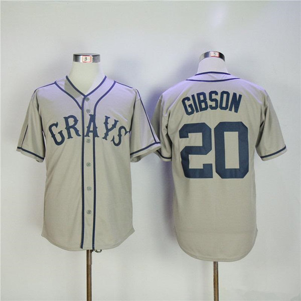 Men's Homestead Grays #20 Josh Gibson Gray Stitched Baseball Jersey - Click Image to Close